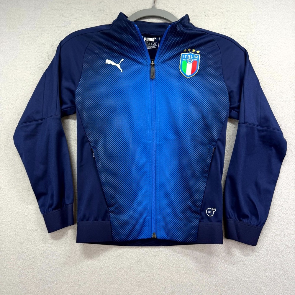 Italy Puma FIGC Italia Stadium Jacket Kids Medium Two-Tone Blue Soccer Full Zip